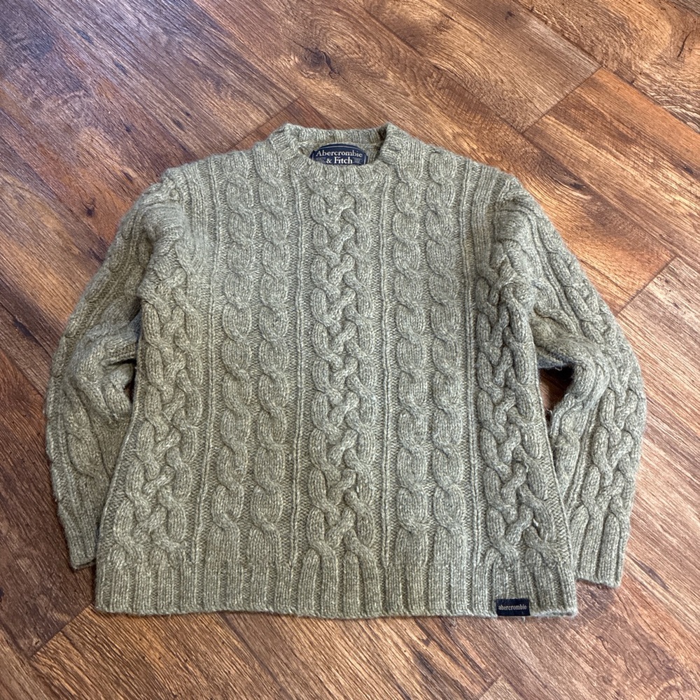 Abercrombie & Fitch Men's Cable Knit Sweater - Olive